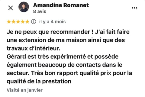 Avis Google 5 étoiles laissé par Amandine Romanet (capture d'écran)