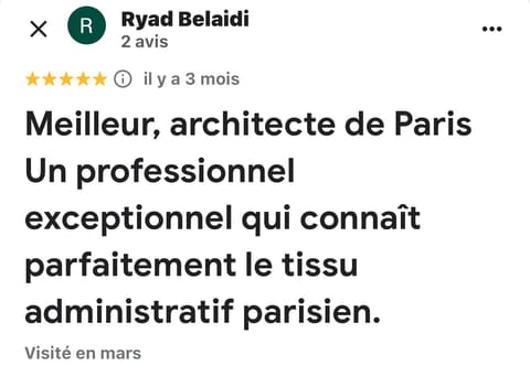 Avis Google 5 étoiles laissé par Ryad Belaidi (capture d'écran)