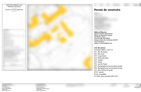 Page de garde d'un dossier de permis de construire préparé par le cabinet
