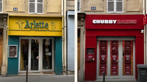 Restaurant japonais — autre vue avant / après de la réhabilitation
